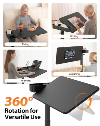 Magnetic Height and 360° Angle Adjustable Overbed Bedside Table Tray