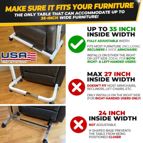Recliner Table (Vintage Oak, White Base)