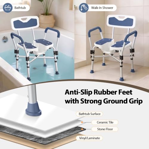 500lb Heavy Duty Shower Chair for Inside Shower (Dark Blue)