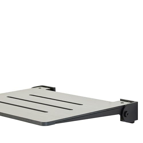 18 inch Silhouette Slimline Folding Wall Mount Shower Bench Seat (Weathered Ash With Matte Black Frame)