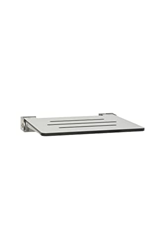 18 inch Silhouette Slimline Folding Wall Mount Shower Bench Seat (Light Gray With Silver Frame)