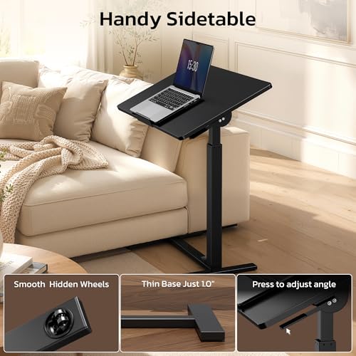 Mobile Standing Desk Adjustable Overbed Table (Black / Fully Tiltable)