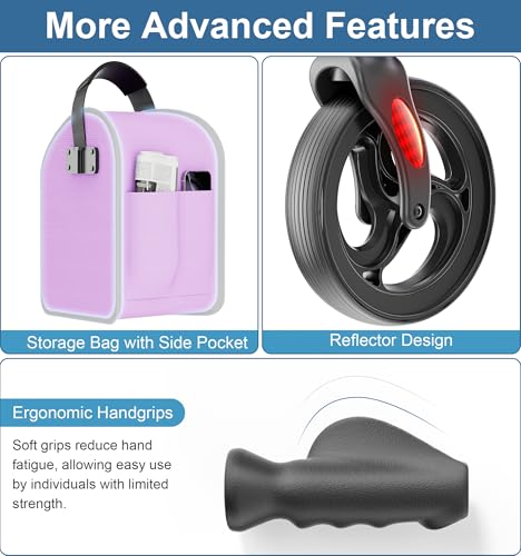 Foldable 3 Wheel Walkers for Seniors (Purple)