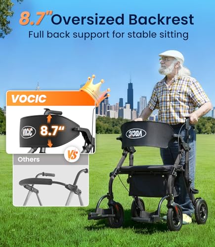 Z59 Heavy Duty 2 in 1 Walker Wheelchair Combo (Starry Black / 400 Pound)