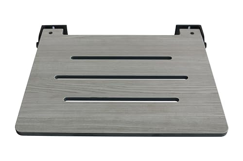 18 inch Silhouette Slimline Folding Wall Mount Shower Bench Seat (Weathered Ash With Matte Black Frame)