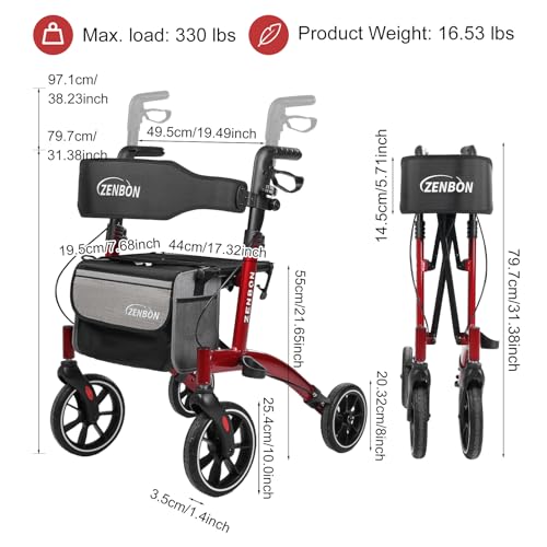 Rollator Walker for Seniors (7205-red)