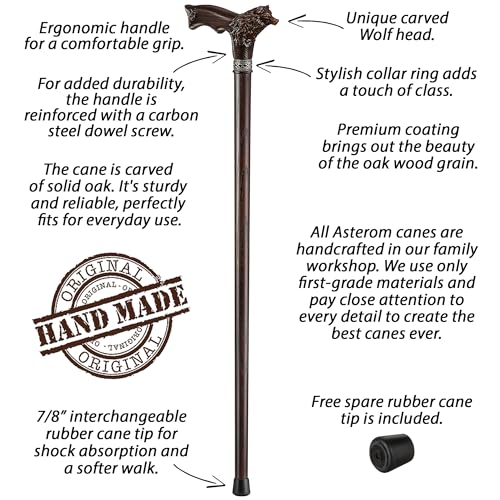 Walking Cane Handmade Wolf Cane (37 Inch)