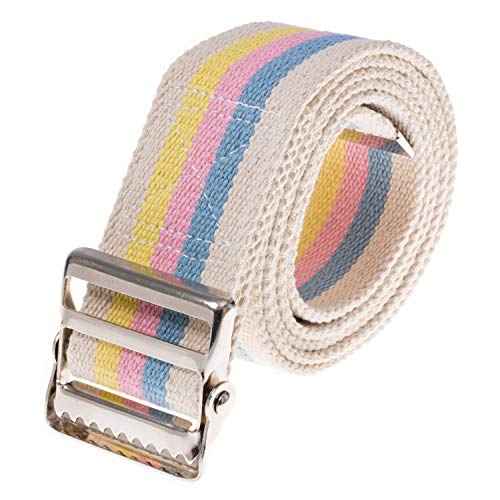 Transfer and Gait Belt with Metal Buckle (54 Inch (Pack of 1) / Pastel Stripe)