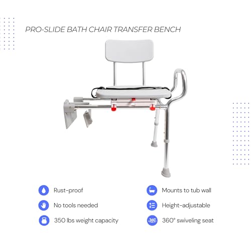 Tub Mount Sliding Tub Transfer Bench with Swivel Seat
