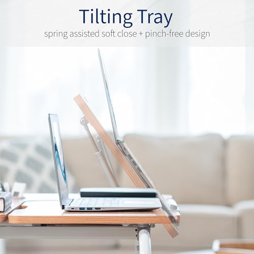 Tilting Mobile Over the Bed and Recliner Table (Light Wood)