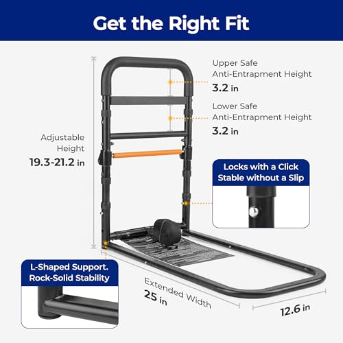 Bed Rails for Elderly Adults Safety for 350lbs (C1F Pro (Foldable NEW))