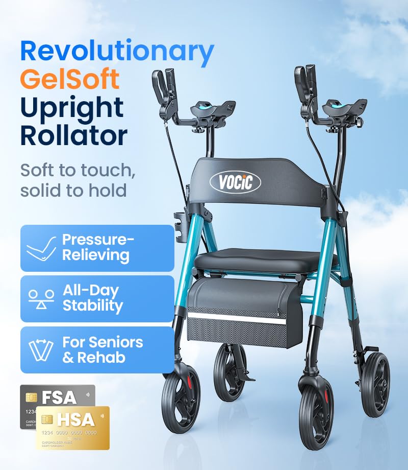 Z22 Upright Walkers for Seniors with Seat (Green / 300 Pound)