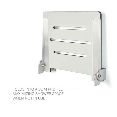 18 inch Silhouette Slimline Folding Wall Mount Shower Bench Seat (Light Gray With Silver Frame)