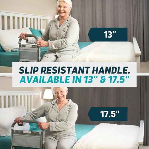 Large Bed Assist Rail for Seniors with Motion Light & Storage Bag (17.5")