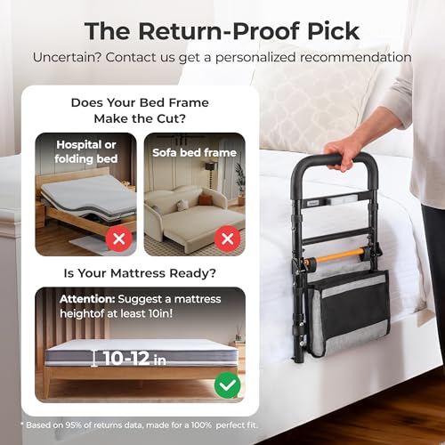 Bed Rails for Elderly Adults Safety for 350lbs (C1F Pro (Foldable NEW))
