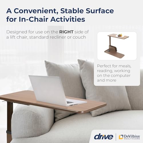 13085RN Right Side Seat Lift Chair Overbed Table (Walnut / Right)
