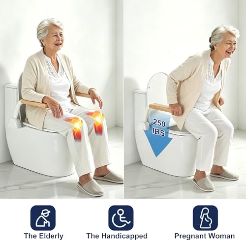 Toilet Safety Rails for Seniors with Space Saving Flip (Oak)