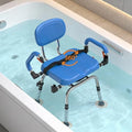 4-in-1 Wide 360° Swivel Shower Chair for Elderly and Disabled, Adjustable Height & Arms Width Padded Shower Chair for Inside Shower & Bathroom Bath Tub, 300lb Capacity Bariatric Shower Seats with Arms (Swivel Shower Chair (Blue))