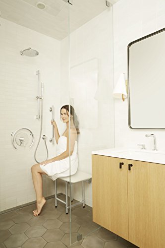 18" x 15" White Padded Cushion Folding Wall Mount Bench Shower Seat with Legs (White / 18 x 15)
