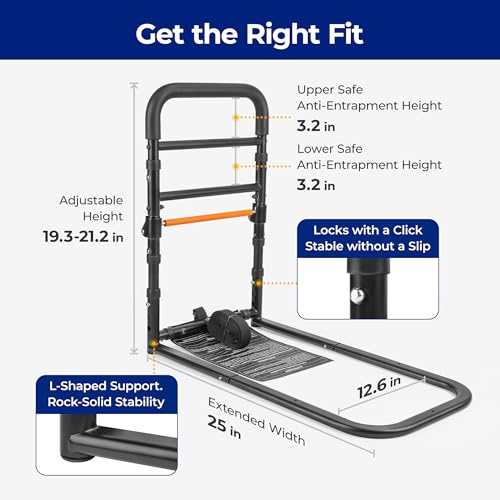 C1 Fold Bed Rails for Elderly Adults Safety (C1F (Foldable))