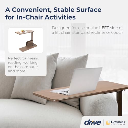 13085LN Left Side Seat Lift Chair Overbed Table (Walnut / Left)