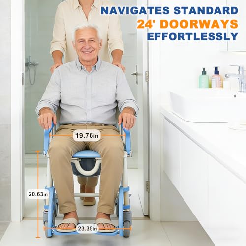 4 in 1 Commode Wheelchair (Light Blue)