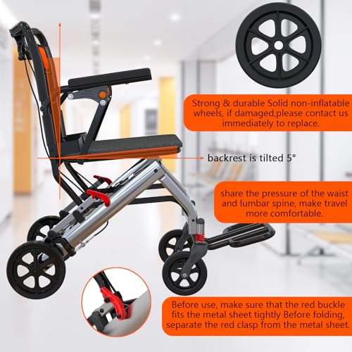 Foldable Wheelchair for Adults (Silver Gray)