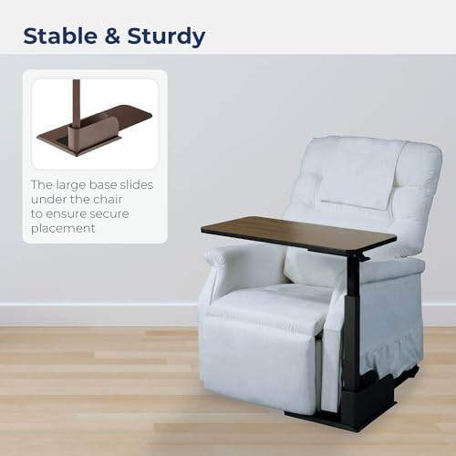 13085LN Left Side Seat Lift Chair Overbed Table (Walnut / Left)