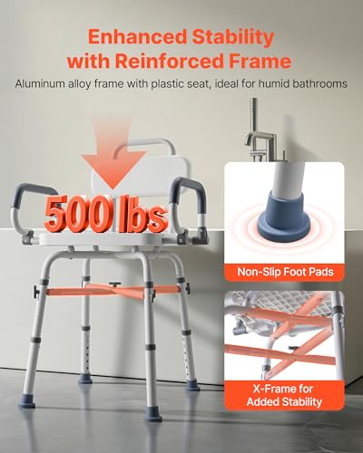 Swivel Shower Chair with Arms and Back