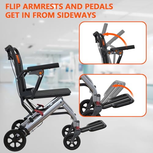 Foldable Wheelchair for Adults (Silver Gray)