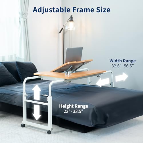 Tilting Mobile Over the Bed and Recliner Table (Light Wood)