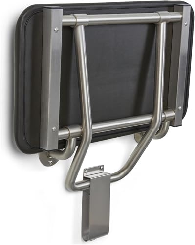 24" Wall Mount White Padded Folding Shower Bench Seat for Inside Shower (White / 24 in)