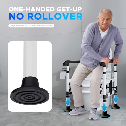 Toilet Safety Rails for Seniors (22.5in-24in / Black&white)