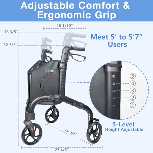 3 Wheel Walkers for Seniors (Black)