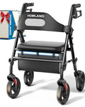 Foldable Rollator Walker for Seniors with Seat (Black)