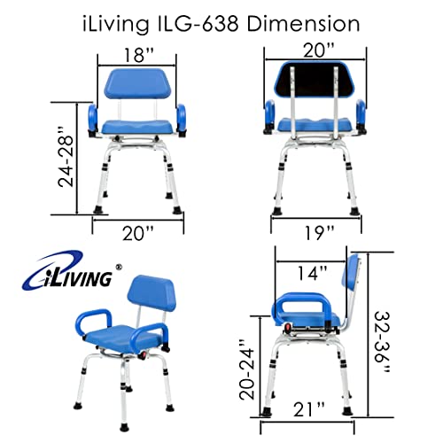 ILG 638 Swivel Pivoting Shower Chair for Bathtub and Shower with Padded Seat (Shower Chair)