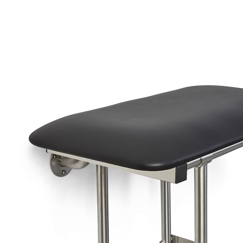 28" x 15" Black Padded Cushion Folding Wall Mount Bench Shower Seat with Legs (Black / 28 x 15)