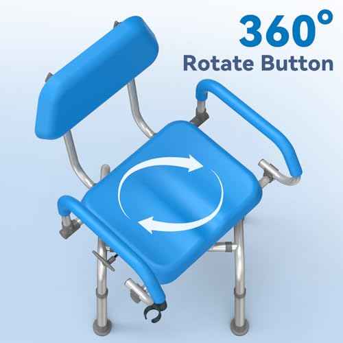 FSA HSA Eligible Swivel Shower Chair with Arms and Backrest (Regular-Blue(Swivel))
