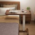 Solid Wood Overbed Bedside Table with Wheels (Walnut)