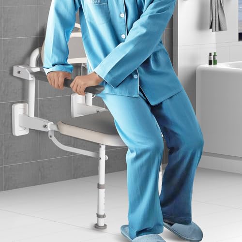18” Folding Shower Seat Wall Mounted 330lb Adjustable Height