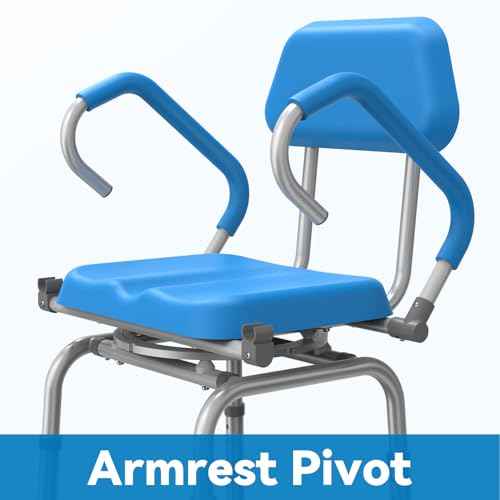 FSA HSA Eligible Swivel Shower Chair with Arms and Backrest (Regular-Blue(Swivel))