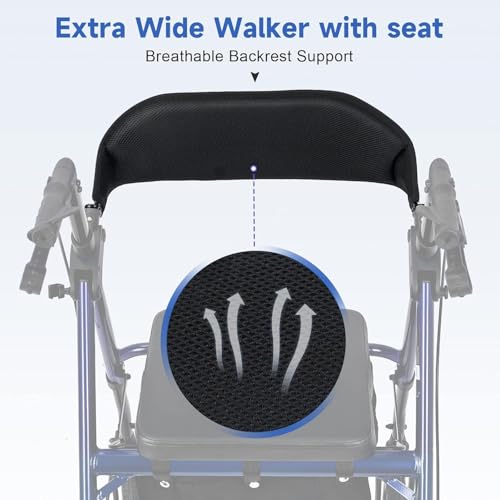 Foldable Rollator Walkers for Seniors with Seat (Pink-all Terrain(8 Inch Wheels))