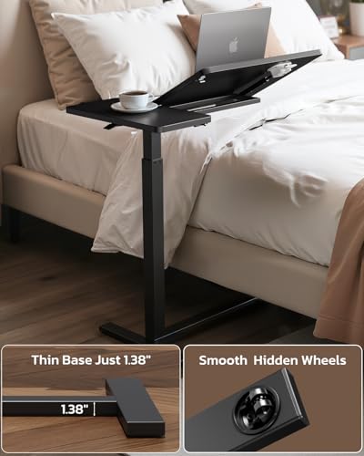 Standing Rolling Desk with Hidden Casters (Black / Tiltable)