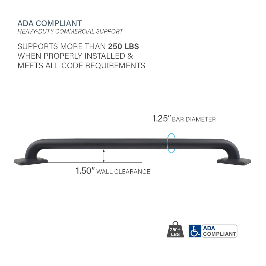 36 Inch Monarch Designer Grab Bar with Square Flanges (Matte Black / 36)