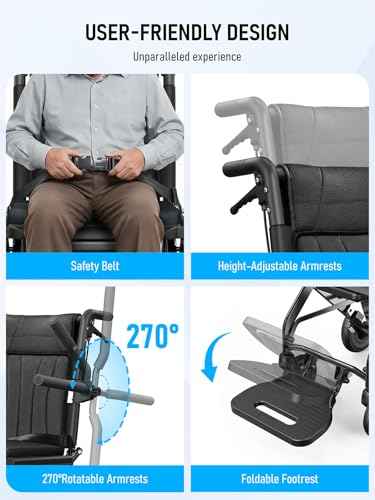 Transport Wheelchair for Adults & Seniors (Black)