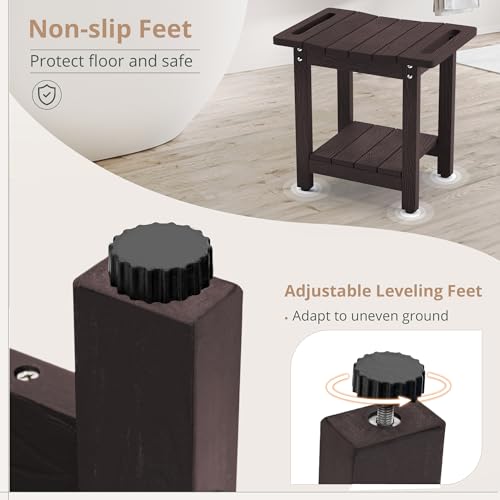 Shower Bench Stool (Espresso / Medium 18.6" * 12.6" * 16.9")
