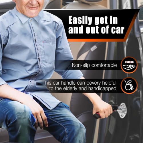 Car Handle Assist for Elderly Car Door Handle Multifunction Handle Car Door Latch Handle for Seniors and Handicapped (Red - 1 Pack Handle + 1 Strap)