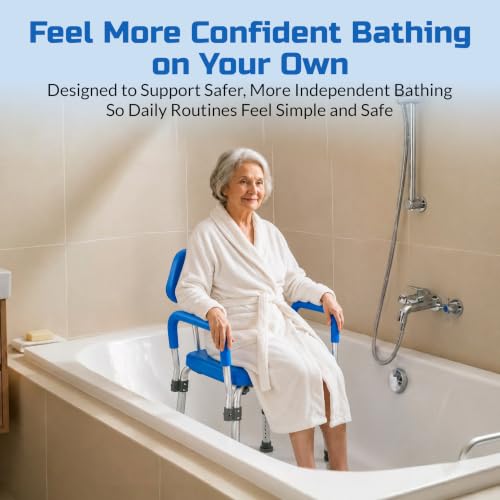 Padded Shower & Bath Chair with Armrests and Back