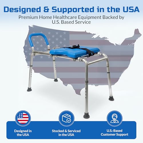 Roundabout 2.0 Sliding Transfer Bench with Rotating Seat. Padded for Warmth