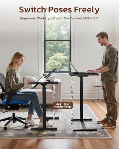 Standing Rolling Desk with Hidden Casters (Black / Tiltable)